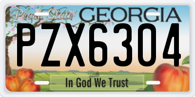 GA license plate PZX6304