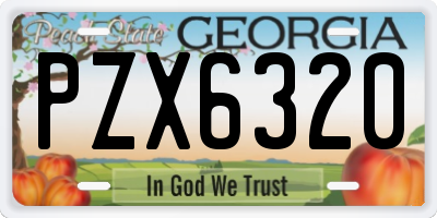 GA license plate PZX6320