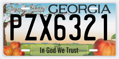 GA license plate PZX6321