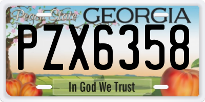 GA license plate PZX6358