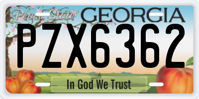 GA license plate PZX6362