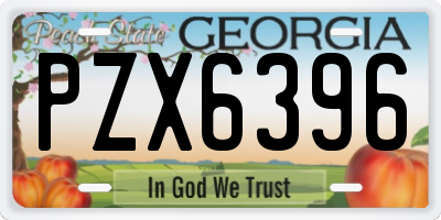 GA license plate PZX6396