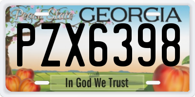 GA license plate PZX6398