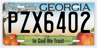 GA license plate PZX6402