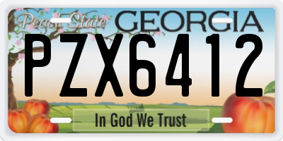 GA license plate PZX6412