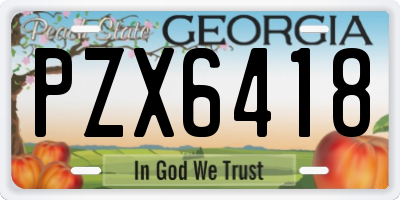 GA license plate PZX6418