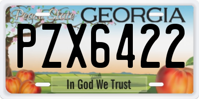 GA license plate PZX6422