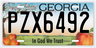 GA license plate PZX6492