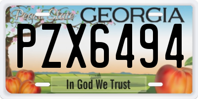 GA license plate PZX6494