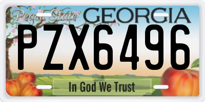 GA license plate PZX6496