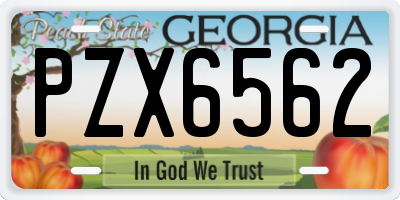 GA license plate PZX6562