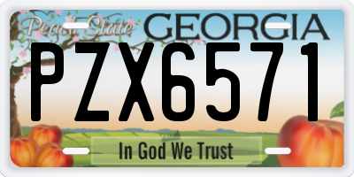 GA license plate PZX6571