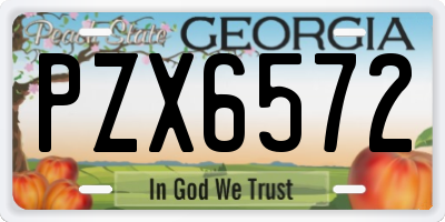 GA license plate PZX6572