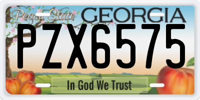GA license plate PZX6575