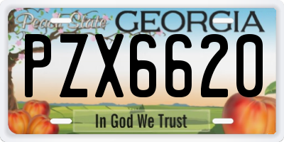 GA license plate PZX6620