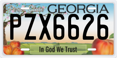 GA license plate PZX6626