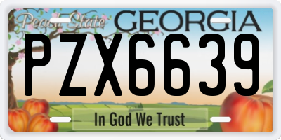GA license plate PZX6639