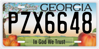GA license plate PZX6648