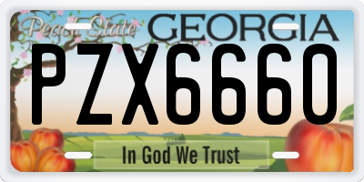GA license plate PZX6660