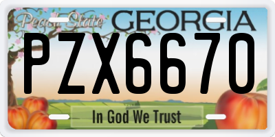 GA license plate PZX6670