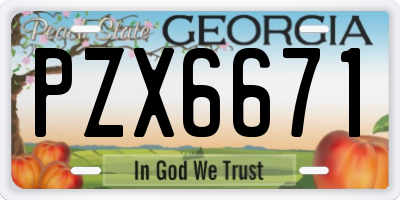 GA license plate PZX6671