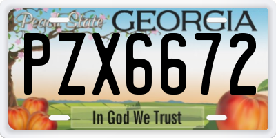 GA license plate PZX6672