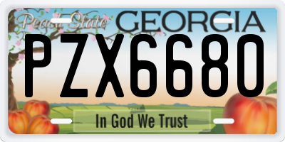 GA license plate PZX6680