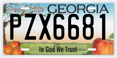 GA license plate PZX6681