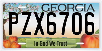 GA license plate PZX6706