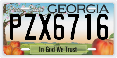 GA license plate PZX6716