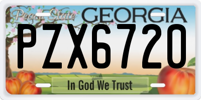 GA license plate PZX6720