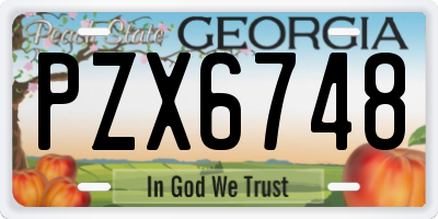 GA license plate PZX6748