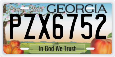 GA license plate PZX6752