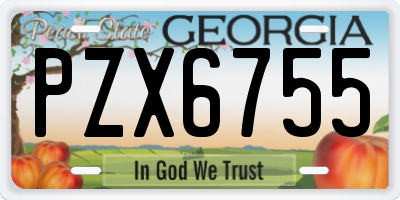 GA license plate PZX6755