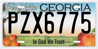 GA license plate PZX6775