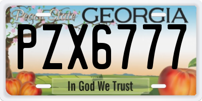 GA license plate PZX6777