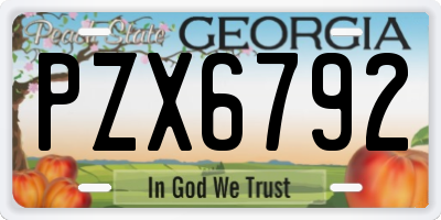 GA license plate PZX6792