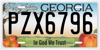 GA license plate PZX6796