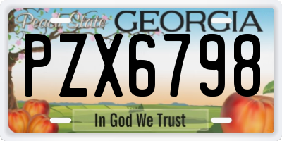 GA license plate PZX6798