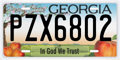 GA license plate PZX6802