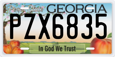 GA license plate PZX6835