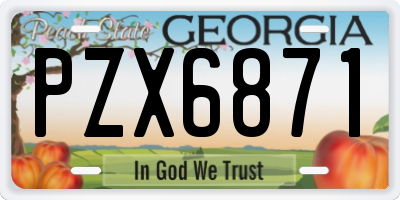 GA license plate PZX6871