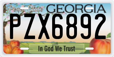 GA license plate PZX6892