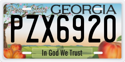 GA license plate PZX6920