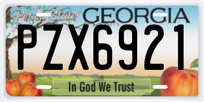 GA license plate PZX6921