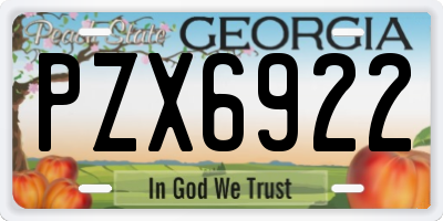 GA license plate PZX6922