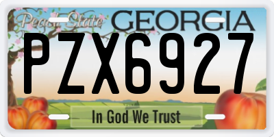 GA license plate PZX6927