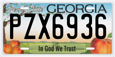 GA license plate PZX6936