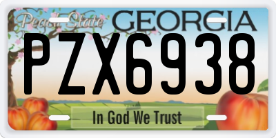 GA license plate PZX6938