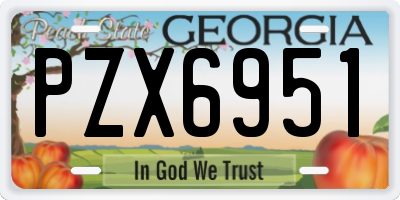 GA license plate PZX6951